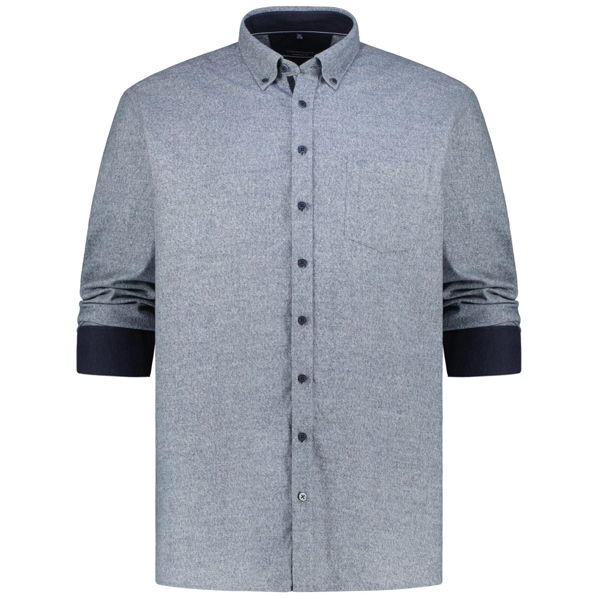 CASA MODA Freizeithemd aus Baumwoll-Flanell blau