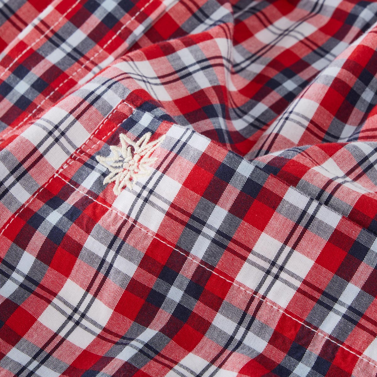 Pfundskerl Trachtenhemd mit Krempelärmeln blau/rot