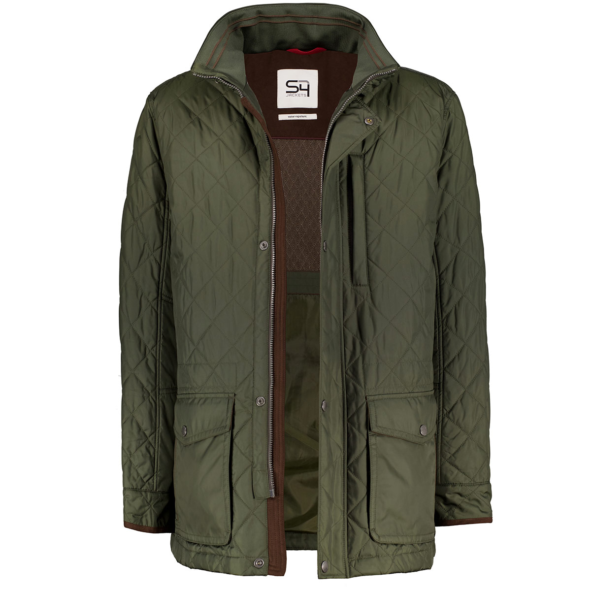 S4 Jackets Steppjacke mit Kontrastdetails, wasserabweisend grün