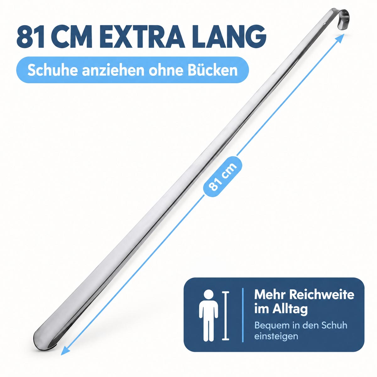 Barth Extralanger Schuhlöffel, 81 cm grau
