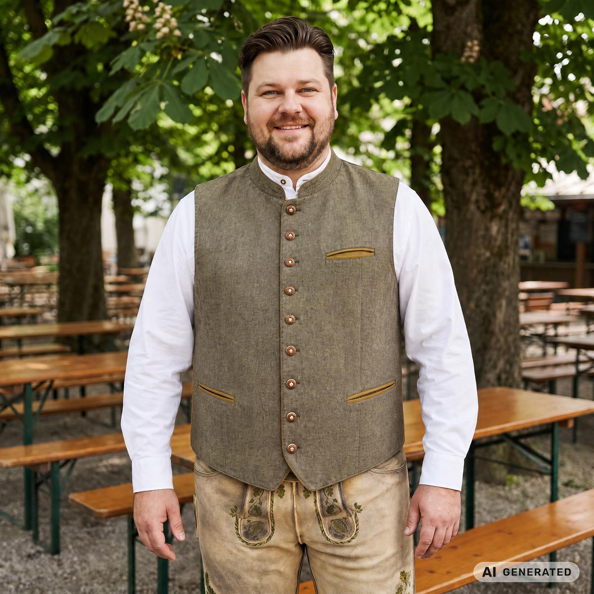 Maddox Trachtenweste mit Leinen oliv