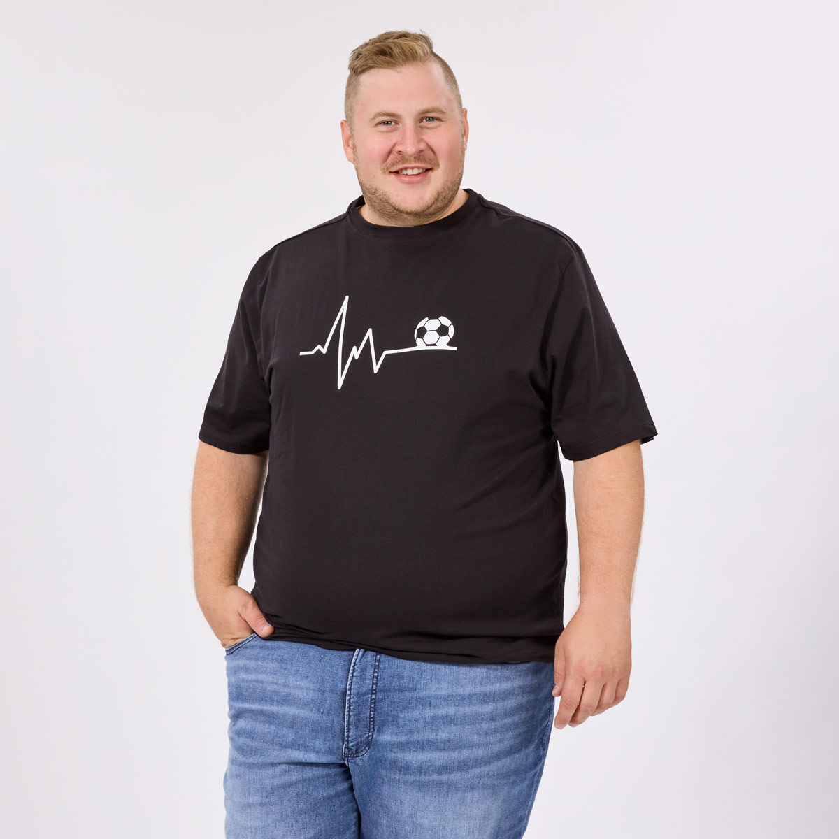 Pfundskerl T-Shirt mit Herzschlag-Print schwarz