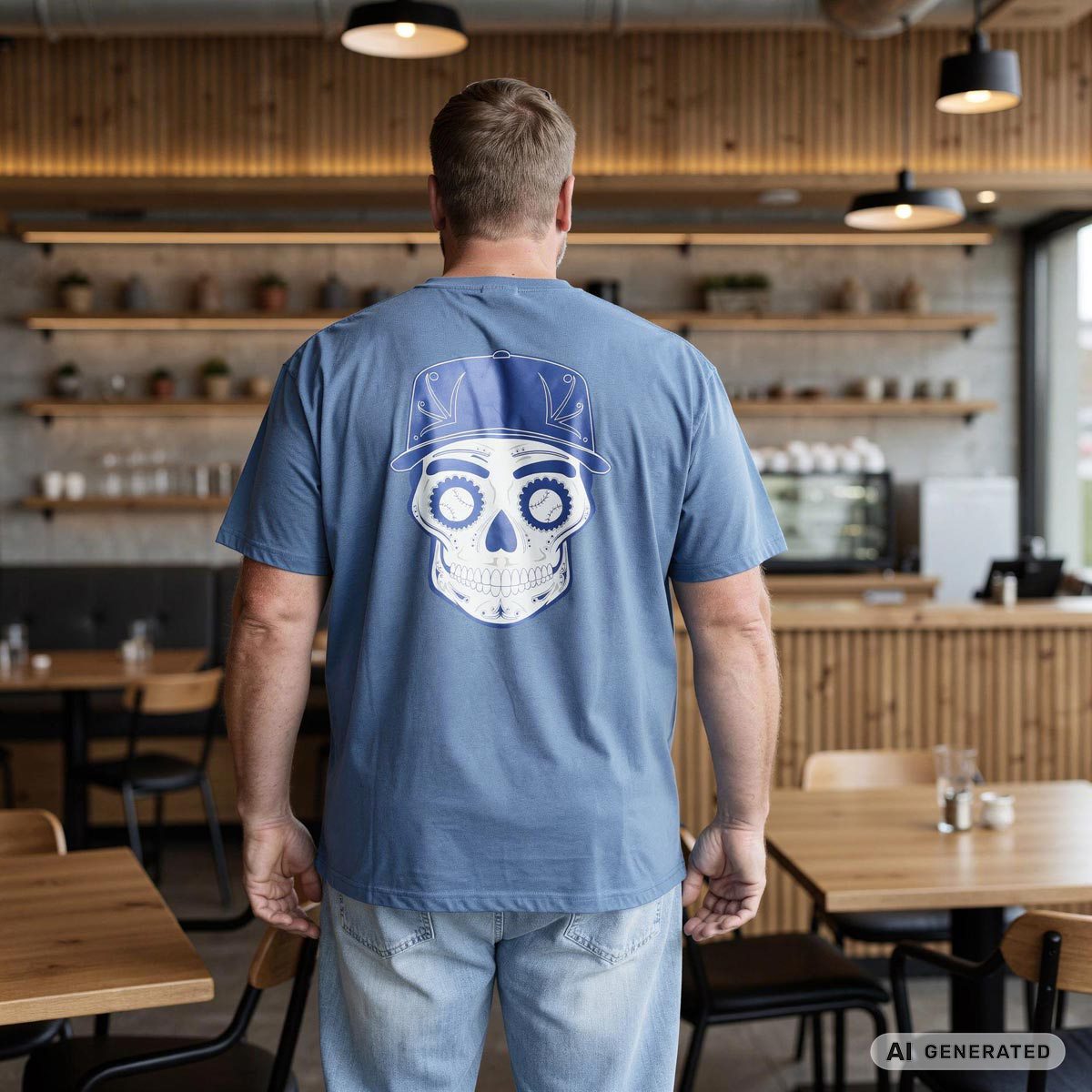 Pfundskerl T-Shirt mit Rückenprint jeansblau