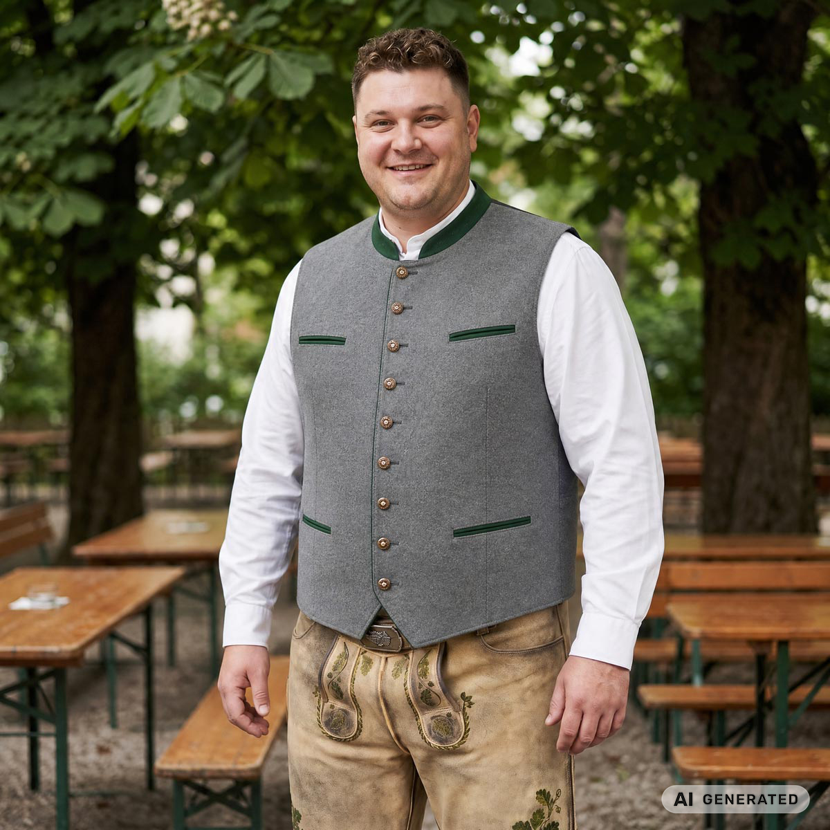 Weis Trachtenweste aus Wollmischung grau