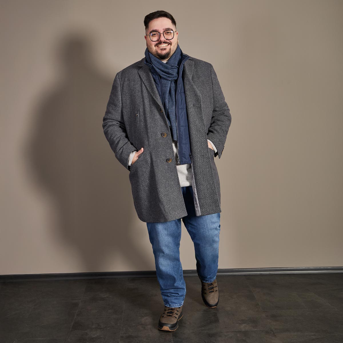 Weis Wollmantel mit heraustrennbarem Westeneinsatz anthrazit