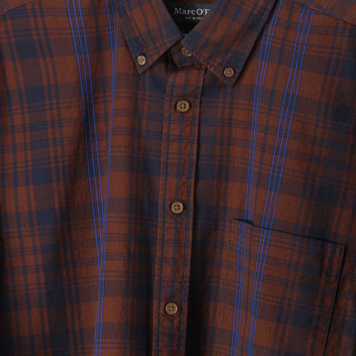 Marc O'Polo Kariertes Freizeithemd aus Biobaumwolle braun