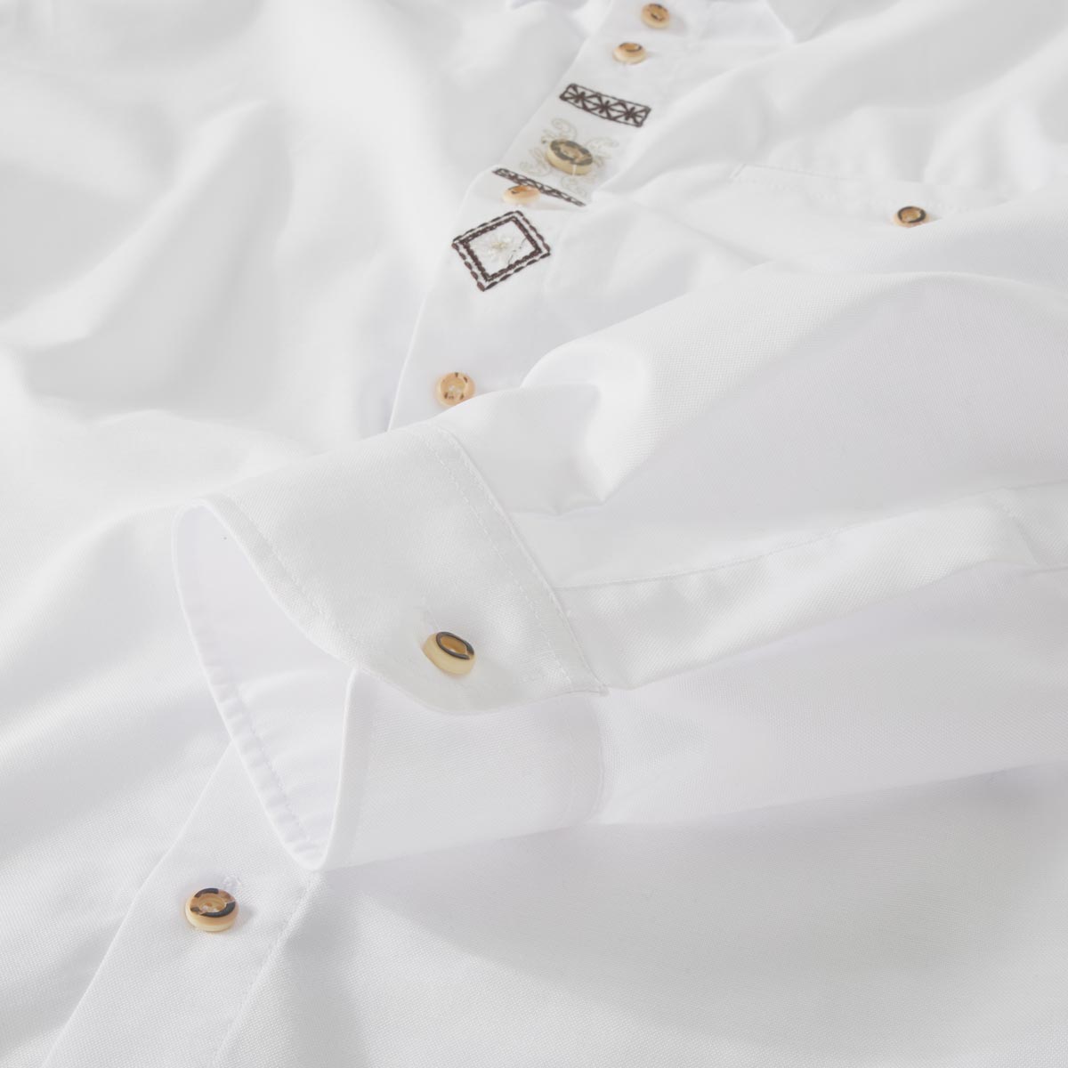 Orbis Trachtenhemd mit Stickerei weiß