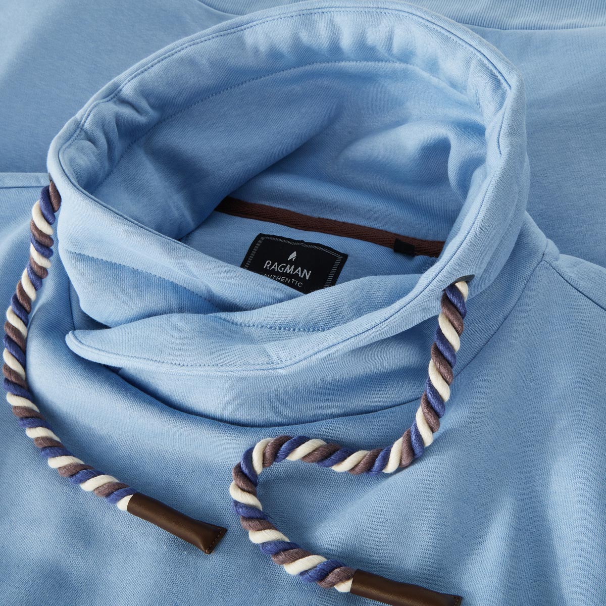 RAGMAN Sweatshirt aus Baumwollmischung hellblau