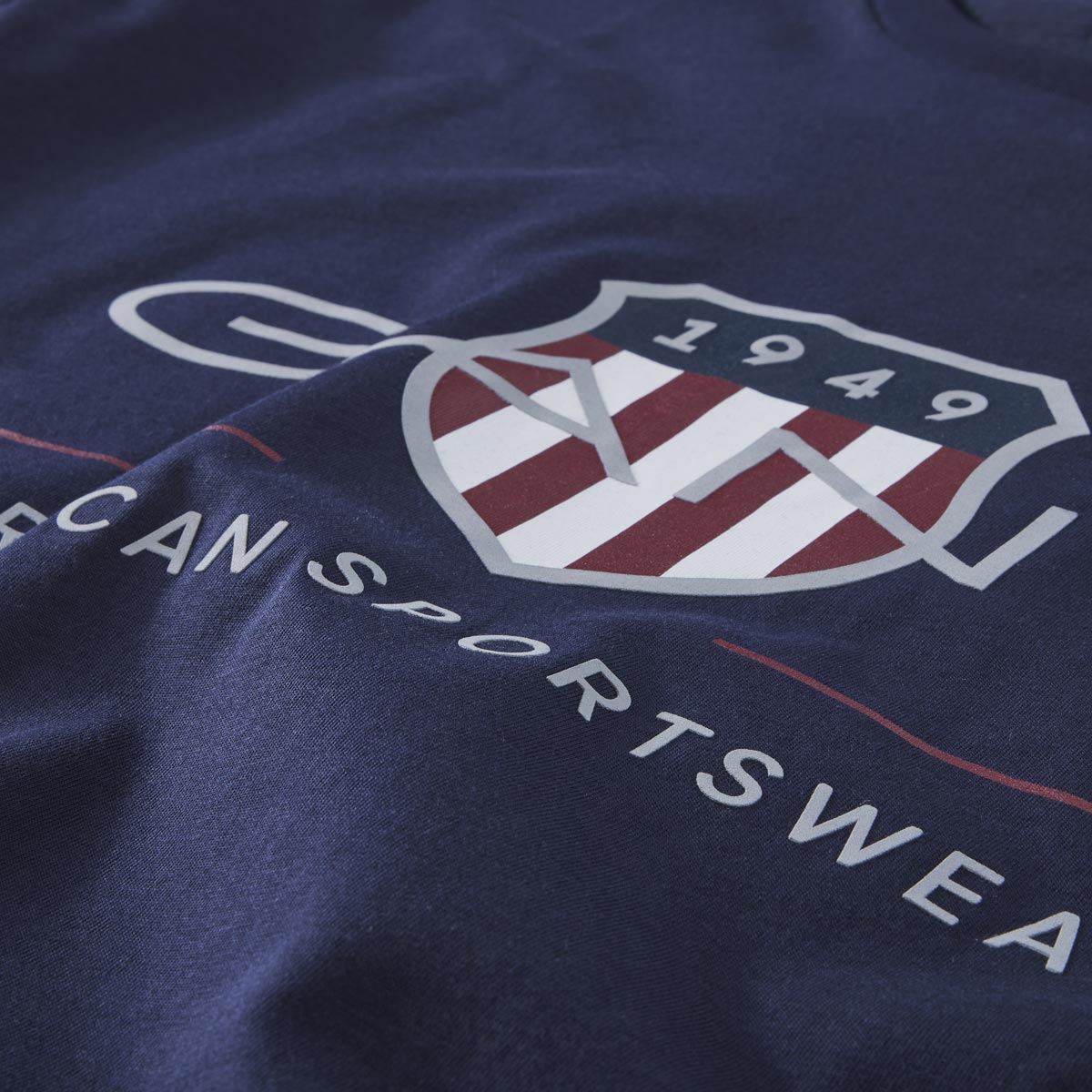 Gant T-Shirt mit Label-Print dunkelblau