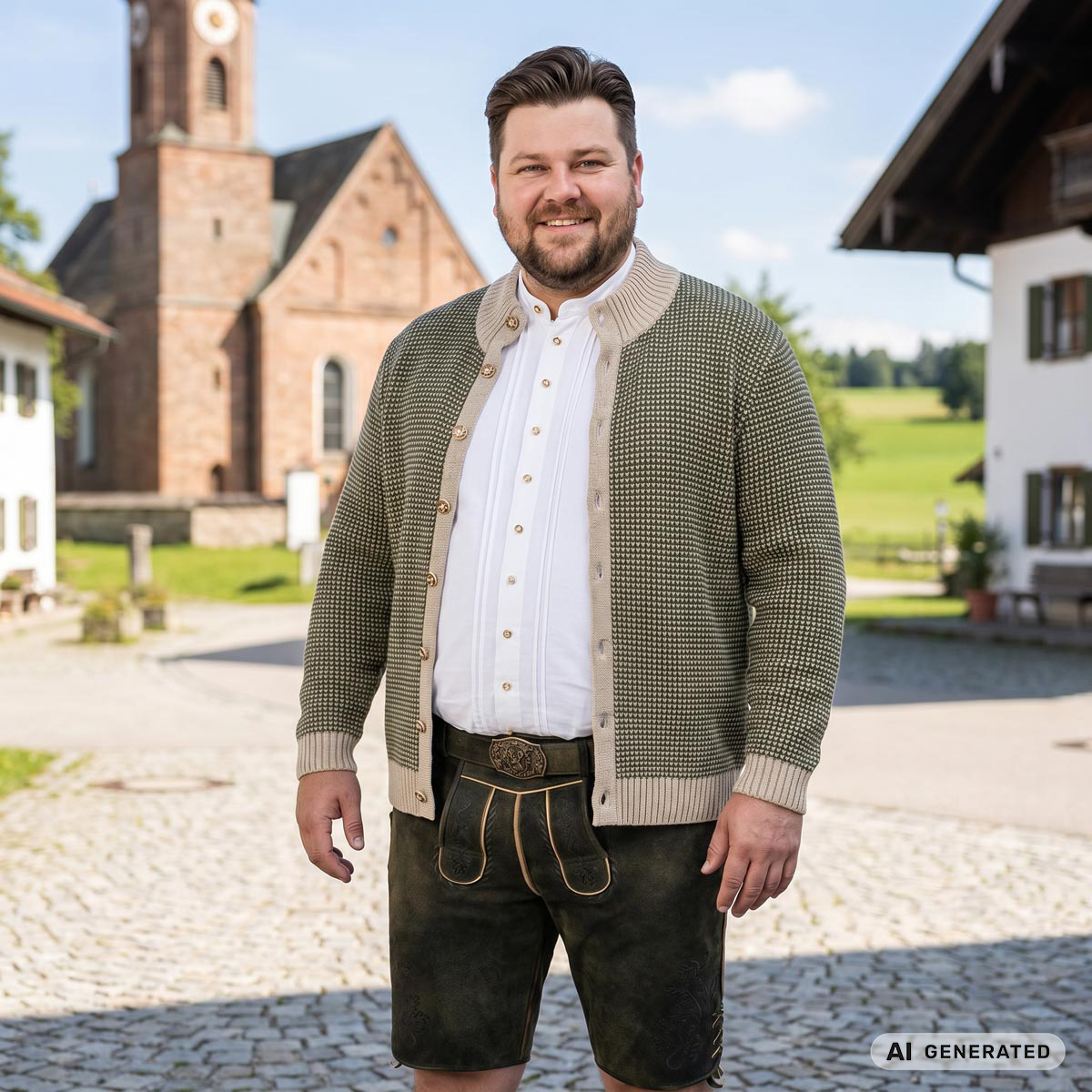 Orbis Trachten-Strickjacke mit Struktur grün