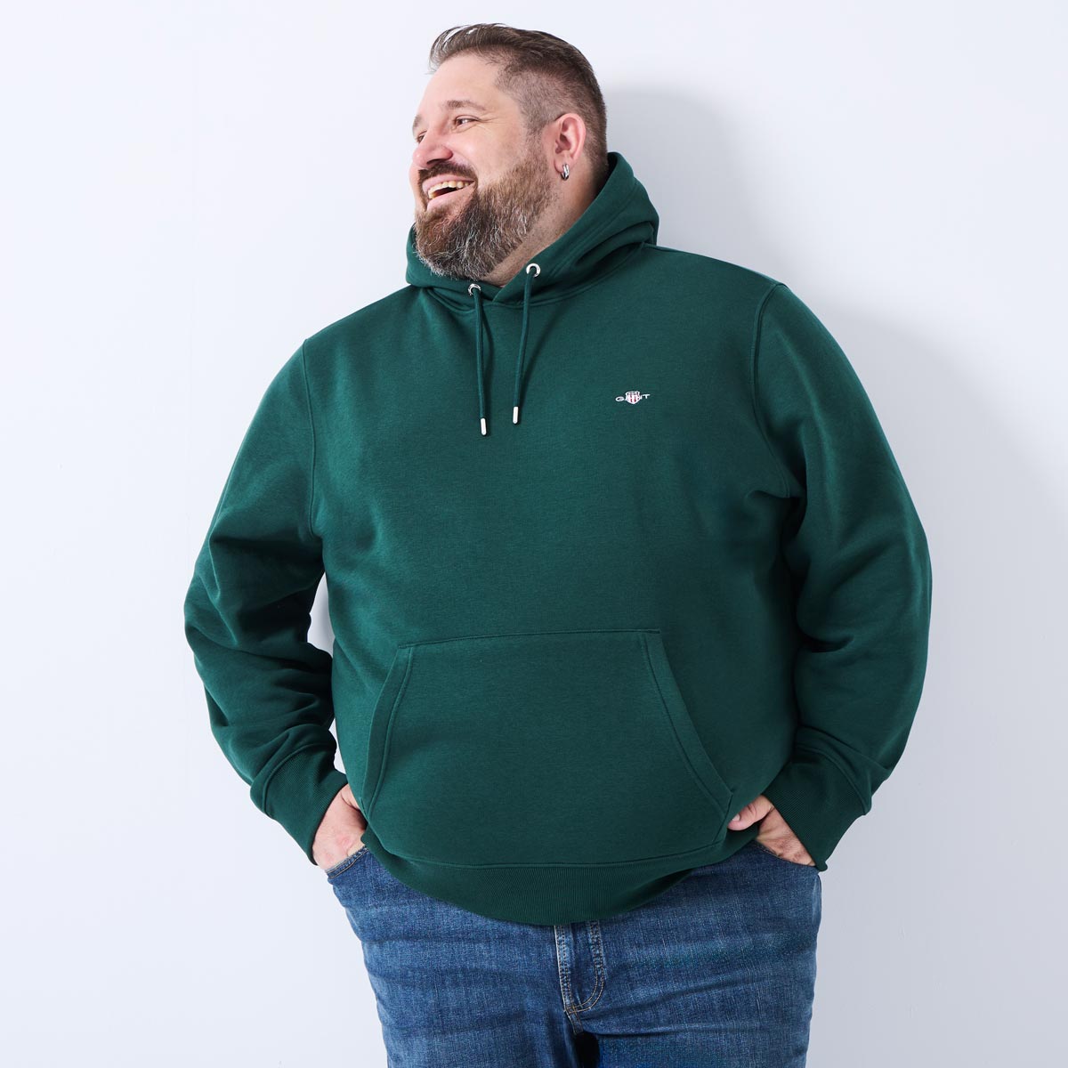 Gant Basic-Hoodie aus Baumwoll-Mix dunkelgrün