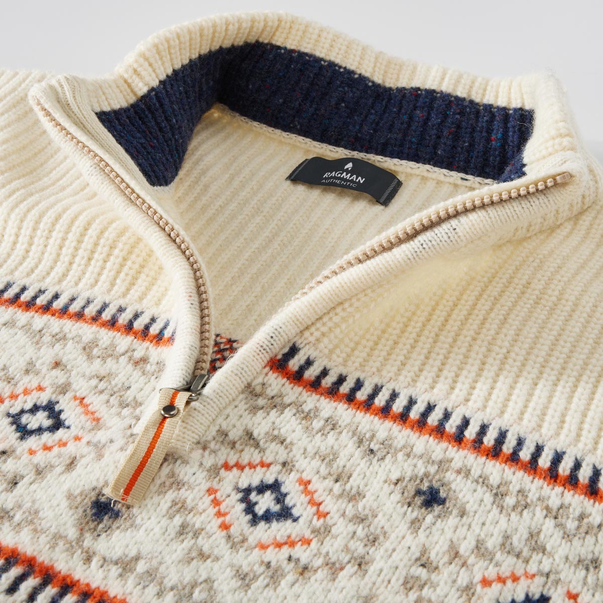 RAGMAN Strickpullover mit Troyerkragen cremeweiß