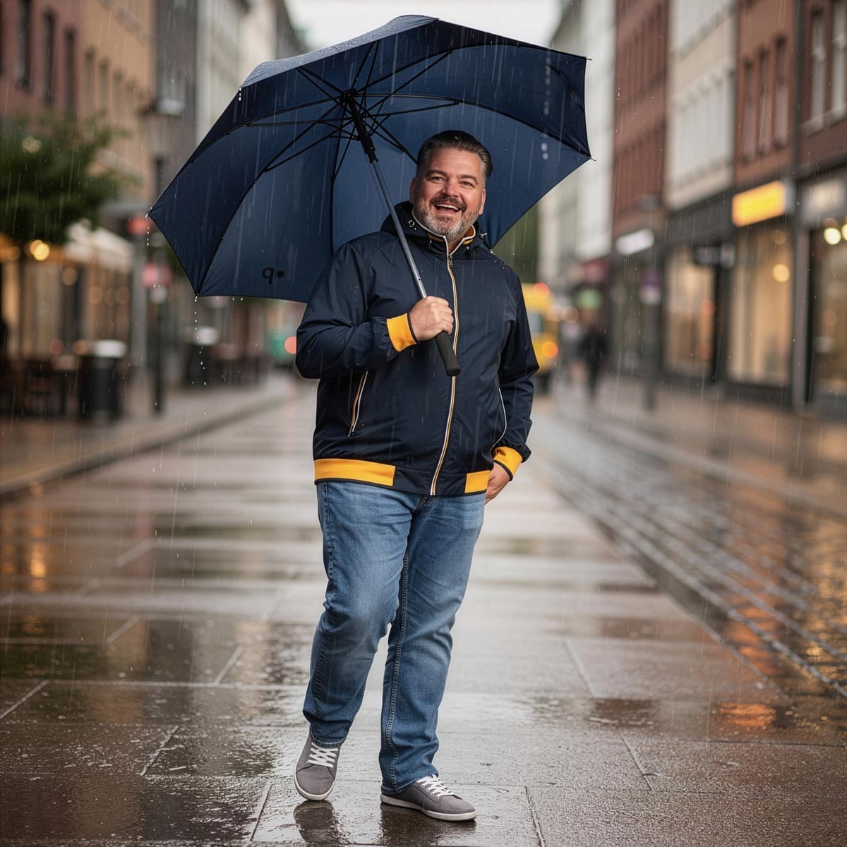 Pfundskerl Stockschirm mit Print, automatisch öffnend blau