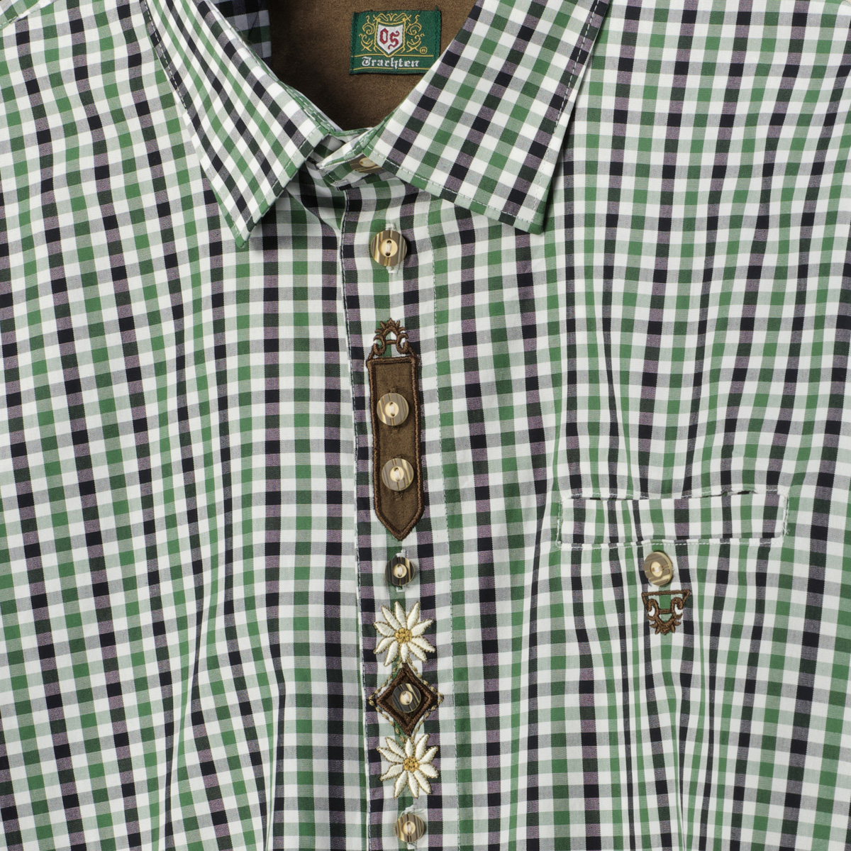 Orbis Trachtenhemd mit Krempelärmeln waldgrün