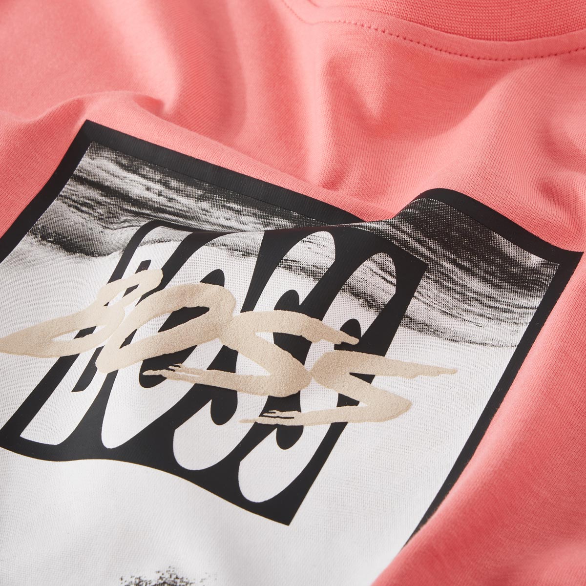 BOSS T-Shirt mit Label-Print hellrot