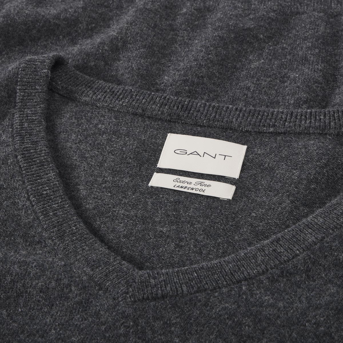 Gant Feinstrickpullover mit Lammwolle anthrazit