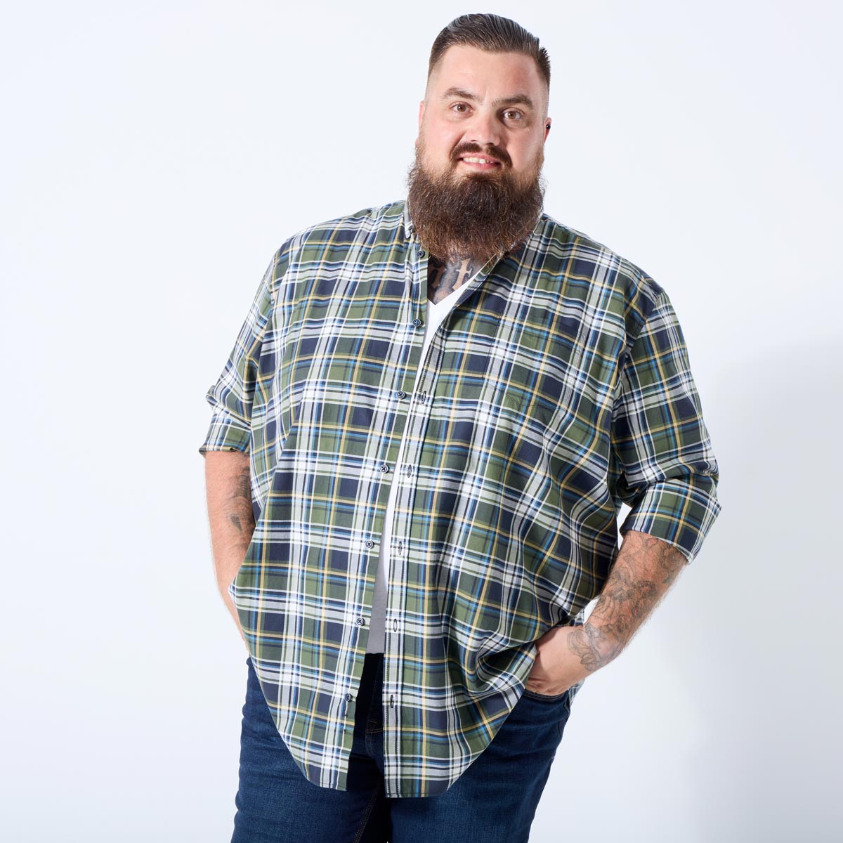 Pfundskerl Kariertes Freizeithemd dunkelgrün