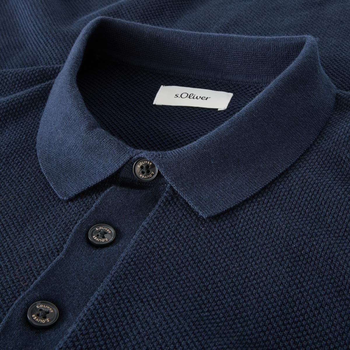 s.Oliver Strick-Poloshirt blau
