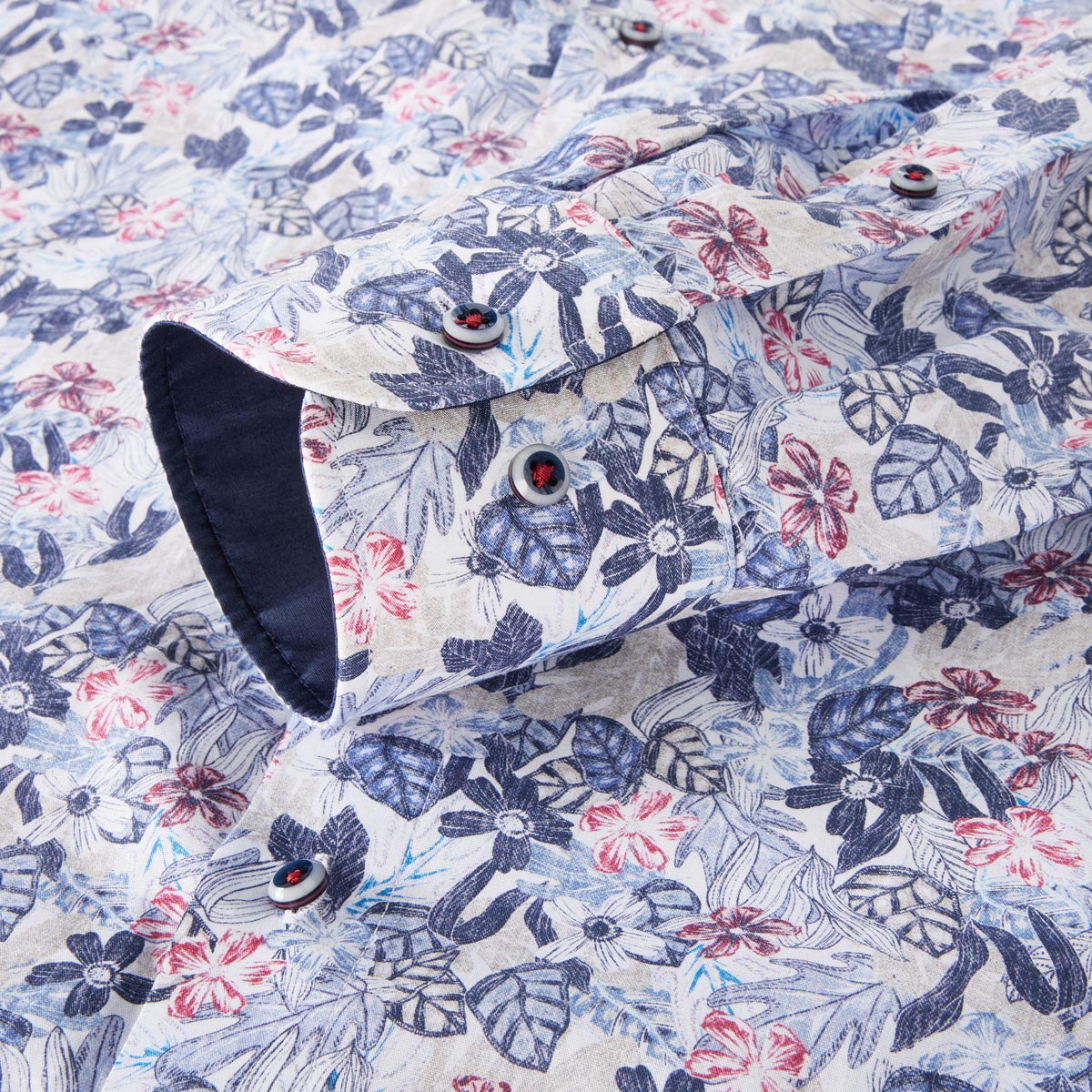 VENTI Businesshemd mit floralem Muster, pflegeleicht rot