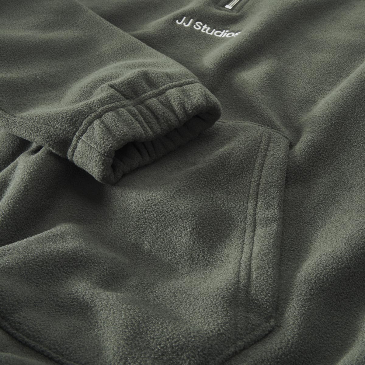 Jack&Jones Fleecepullover mit Troyerkragen oliv