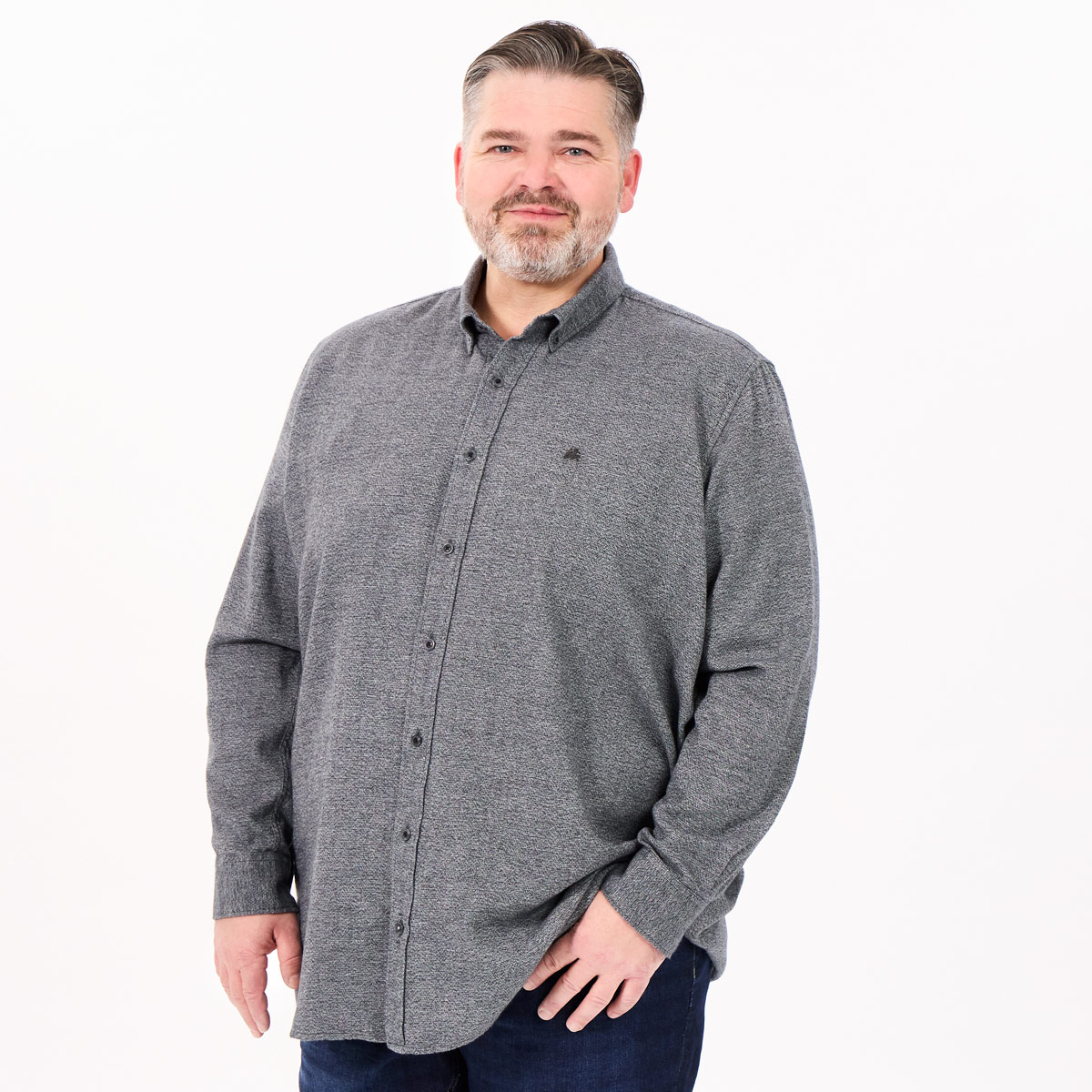 Lerros Freizeithemd aus Baumwoll-Flanell schwarz