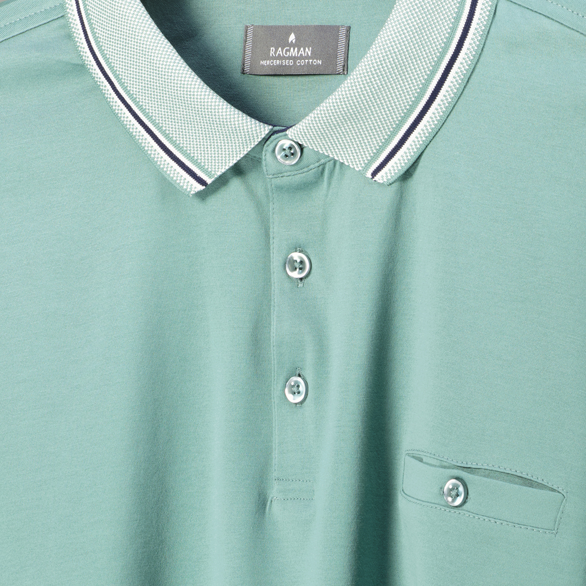 RAGMAN Poloshirt aus merzerisierter Baumwolle grün RAGMAN Poloshirt aus merzerisierter Baumwolle grün