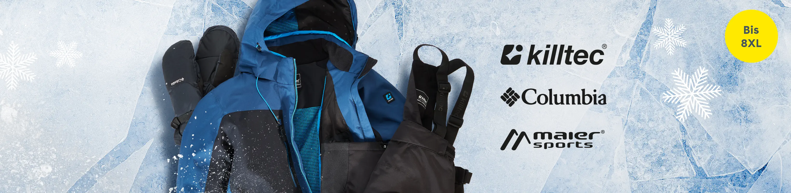 Winterliche Skibekleidung von killtec, Columbia und Maier Sports für starke Männer in großen Größen bis 8XL