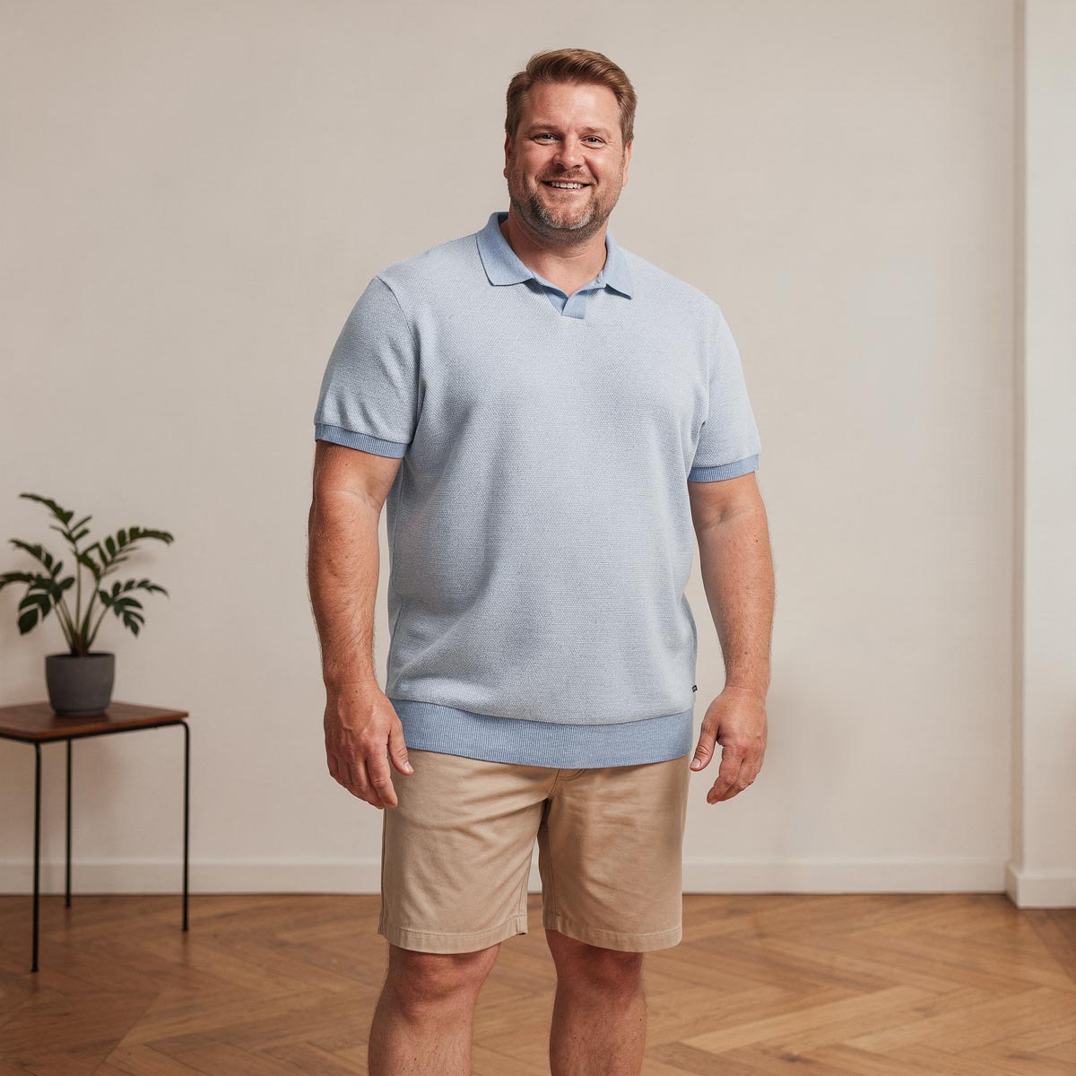 RAGMAN Strick-Poloshirt mit Kontrastdetails hellblau