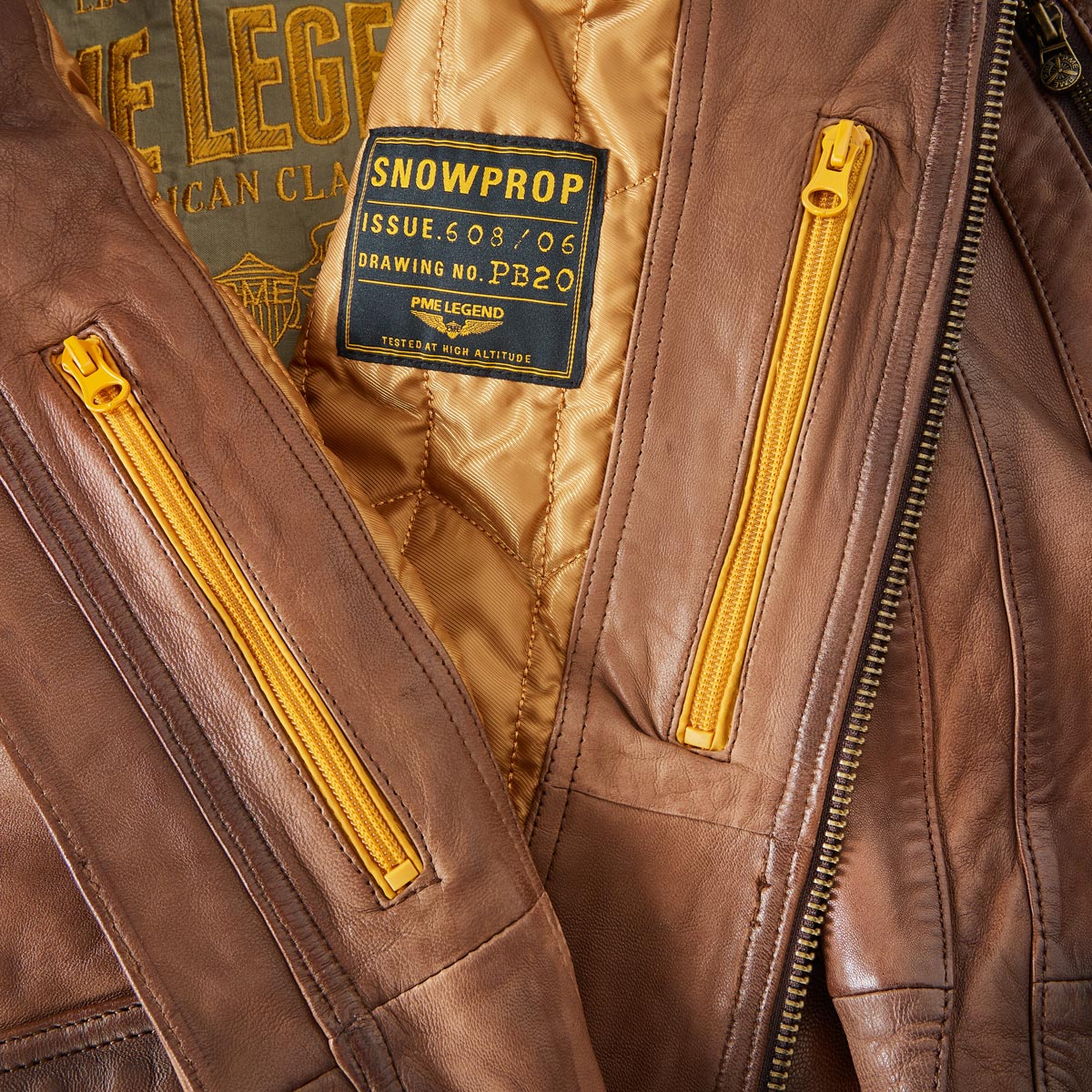 PME LEGEND Lederjacke mit Fellkragen braun