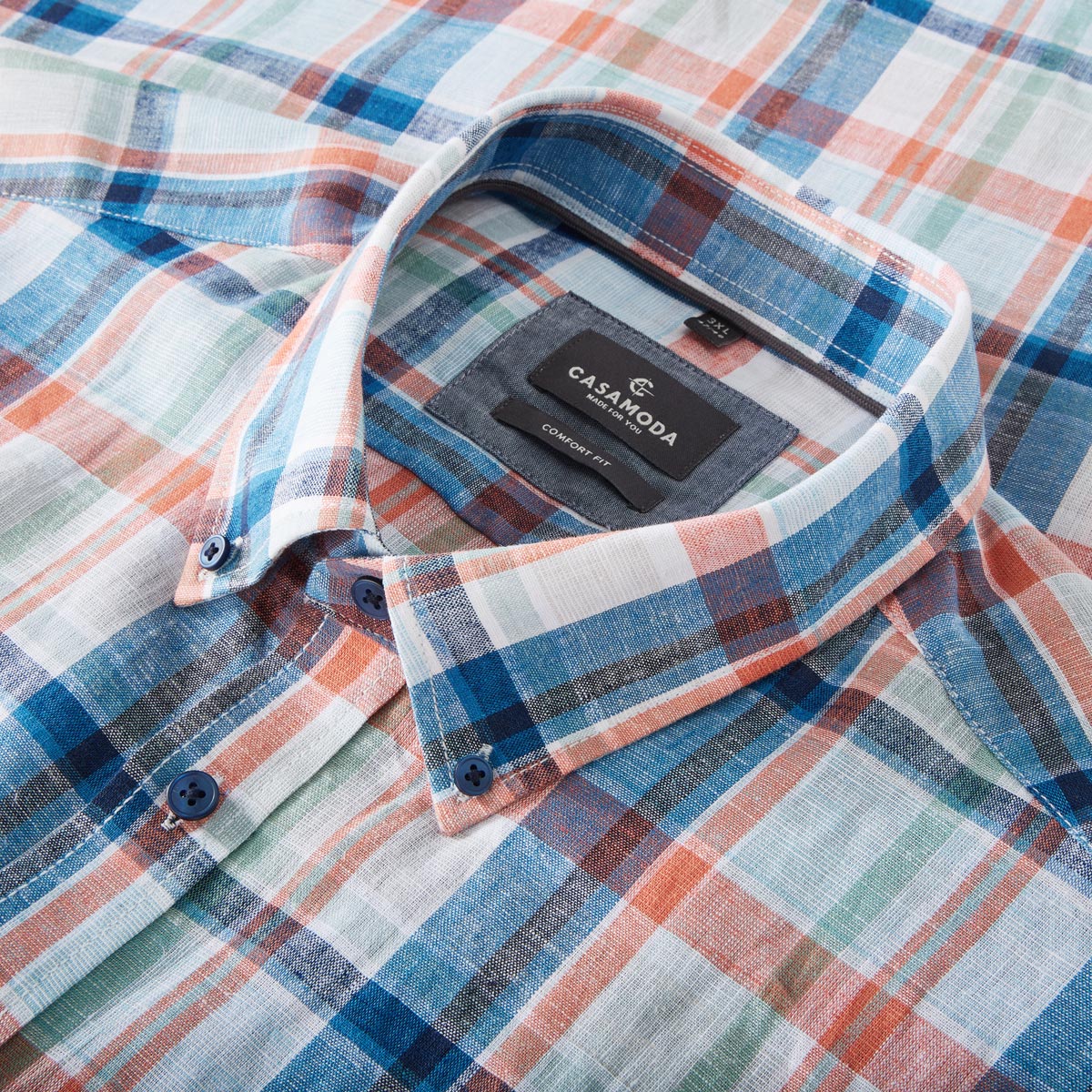 CASA MODA Freizeithemd mit Leinen blau