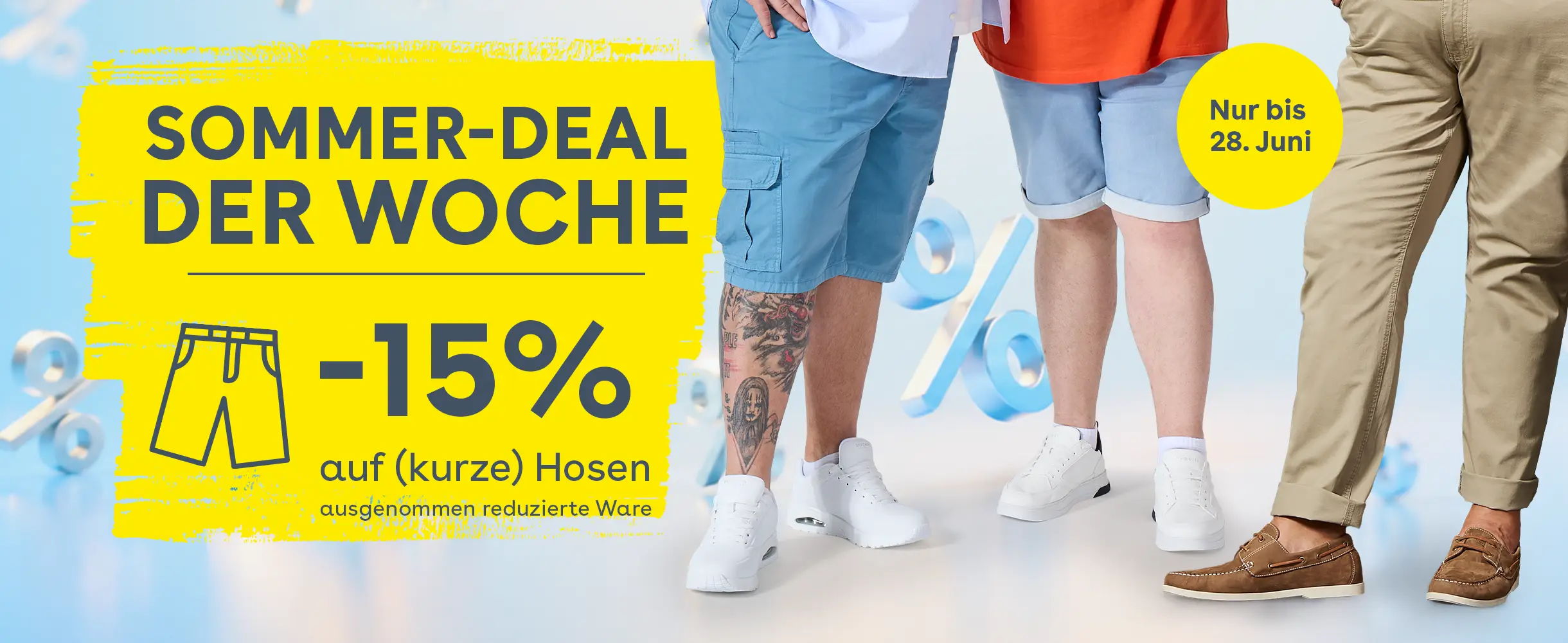 Sommer-Deal der Woche: 15 % auf Hosen und kurze Hosen für Herren in großen Größen, nur bis 28. Juni