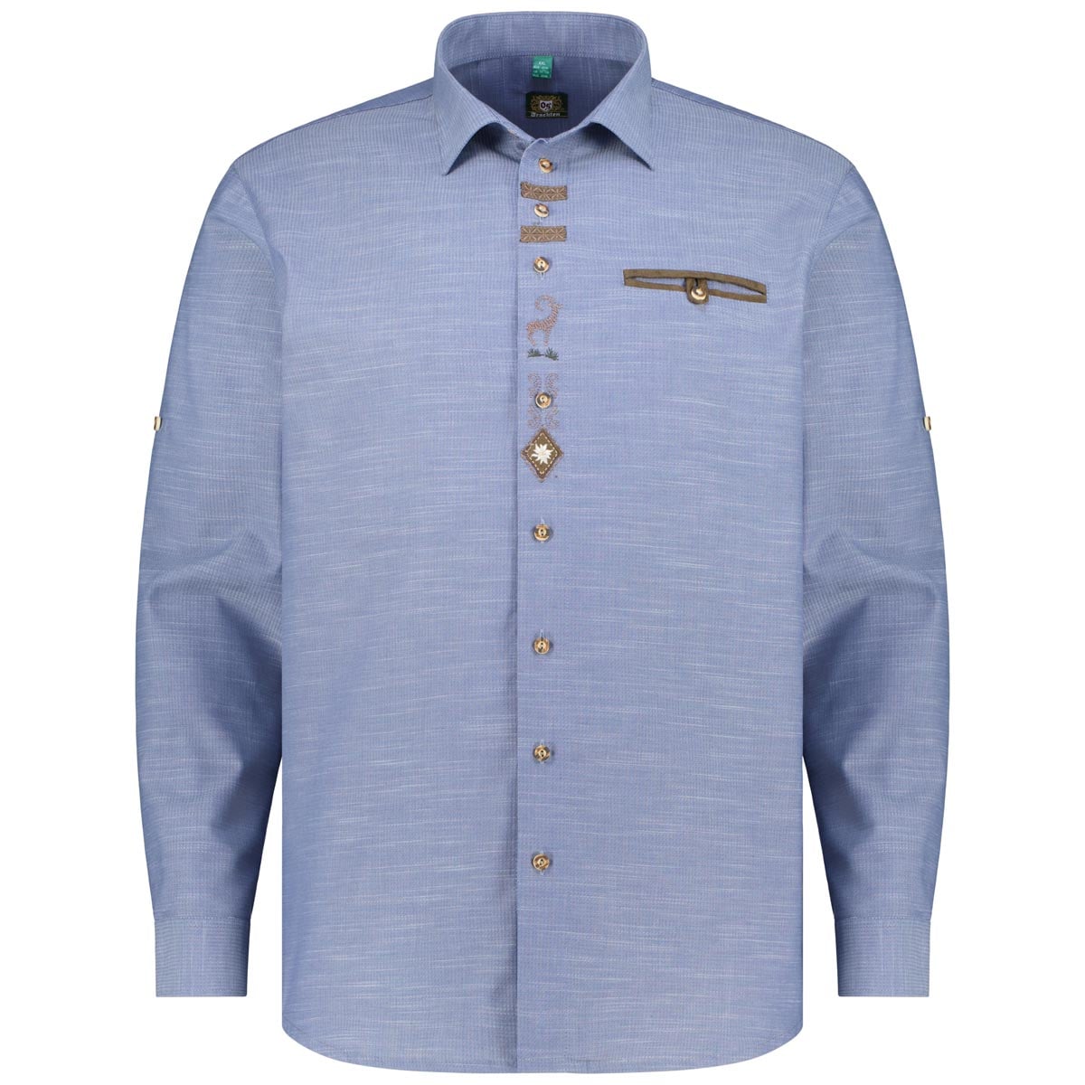 Orbis Trachtenhemd mit Stickerei Farbe mittelblau Größe: 3XL günstig online kaufen