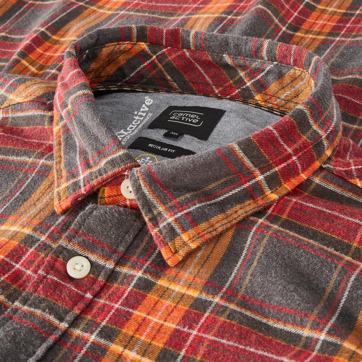 camel active Flanellhemd mit Karomuster orange