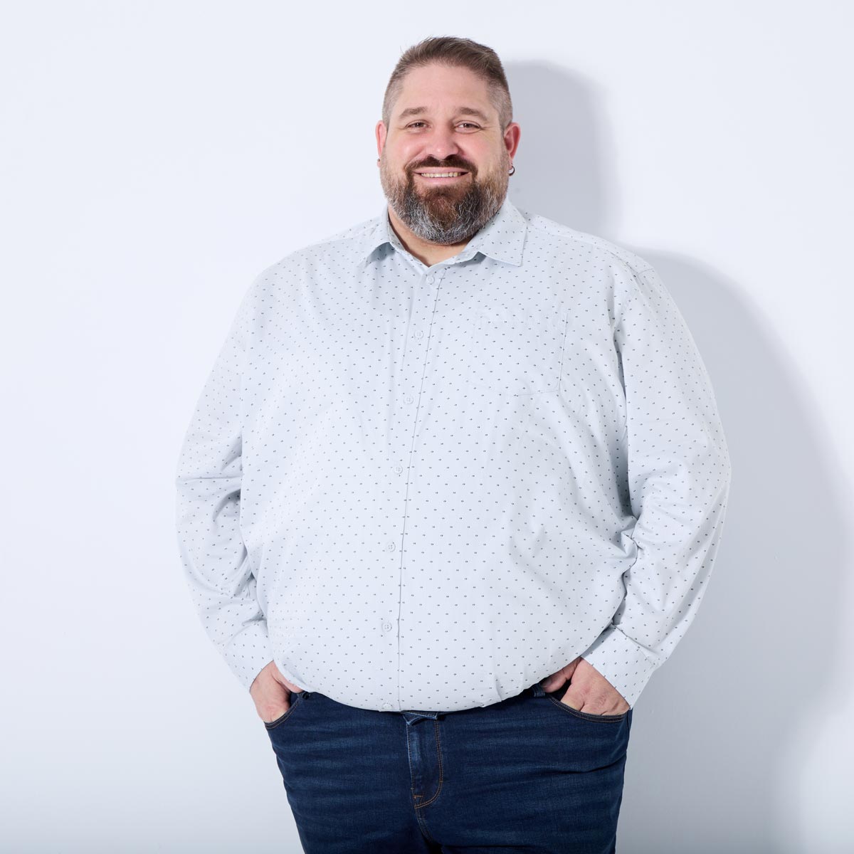 Pfundskerl Businesshemd mit Allover-Muster hellblau