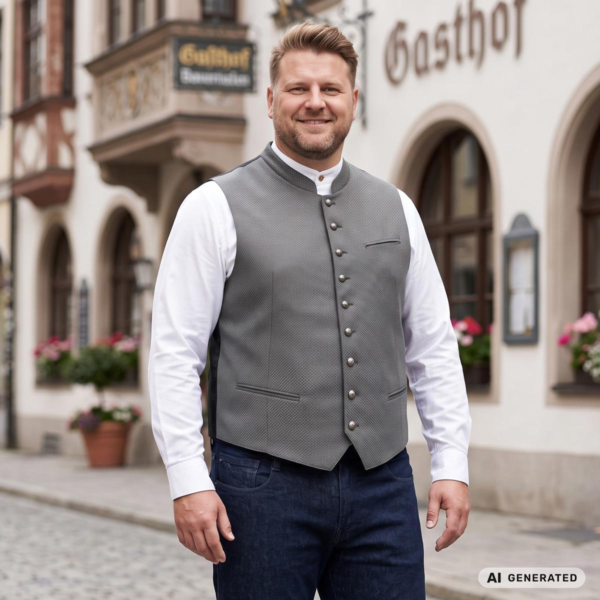 Maddox Trachtenweste grau