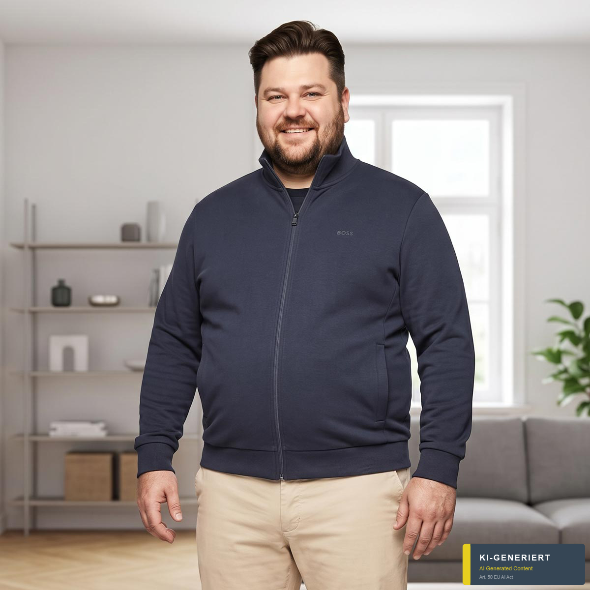 BOSS Sweatjacke mit Elasthan dunkelblau