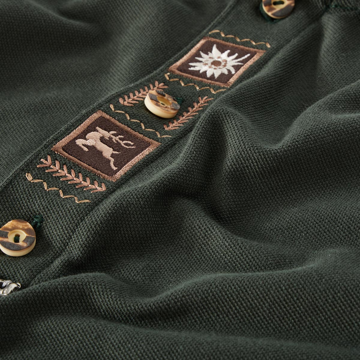 Orbis Trachten-Poloshirt, kurzarm oliv