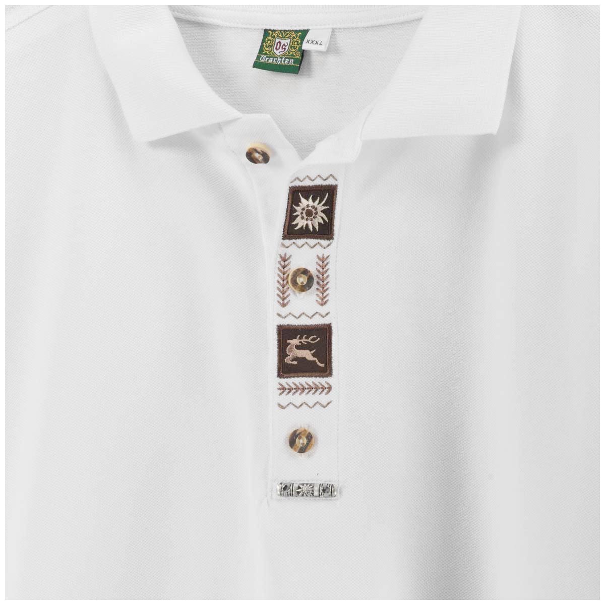 Orbis Poloshirt im Trachten-Style weiß