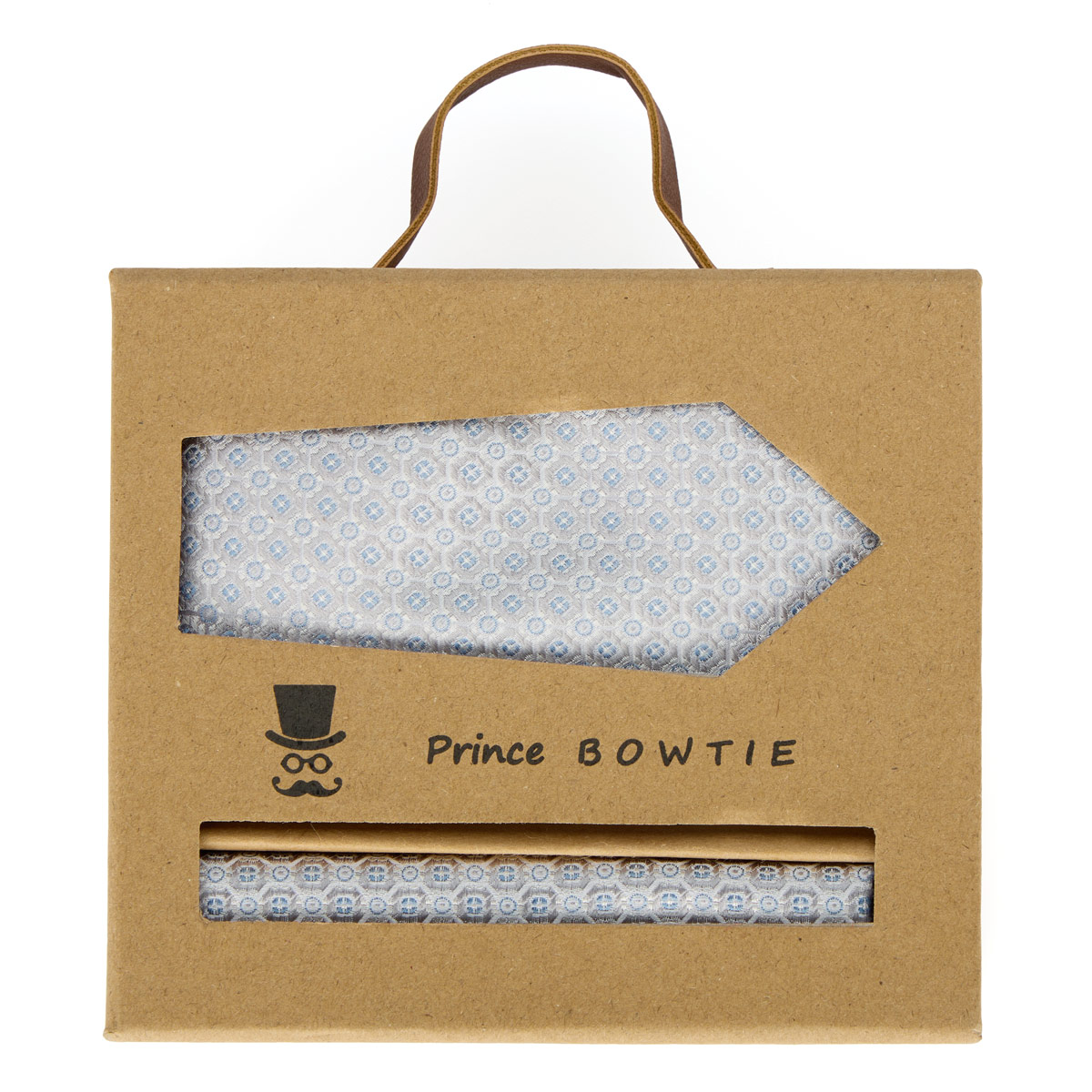 Prince BOWTIE Extralange Krawatte und Einstecktuch im Set sand