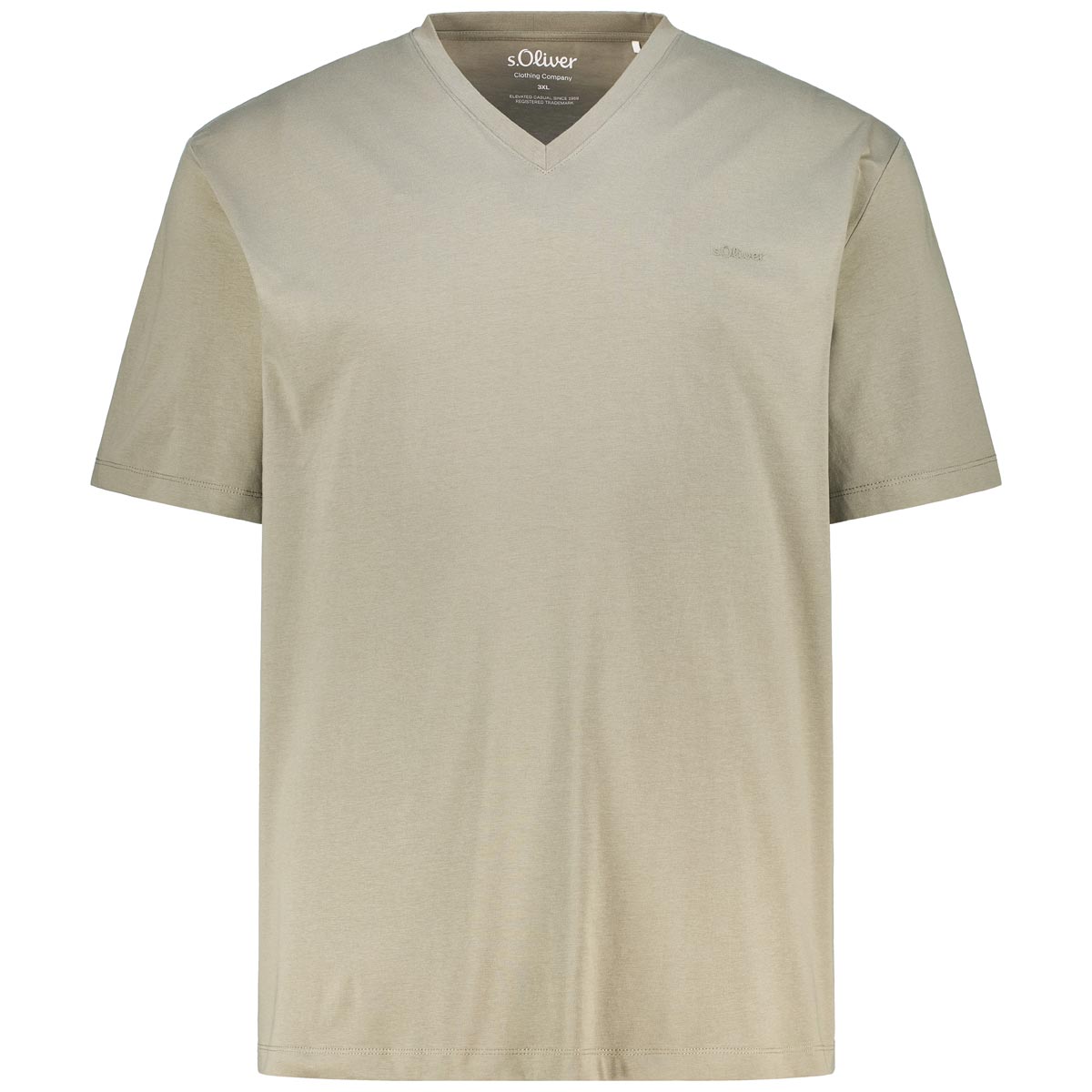 s.Oliver Basic-T-Shirt mit V-Ausschnitt Farbe grün Größe: 5XL günstig online kaufen