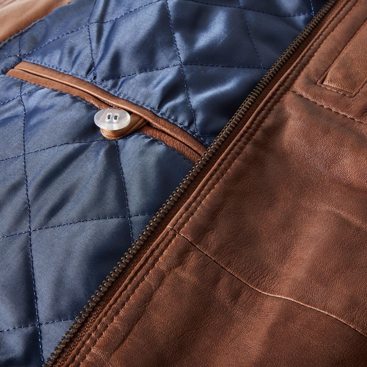 North Lederjacke aus Lammleder cognac