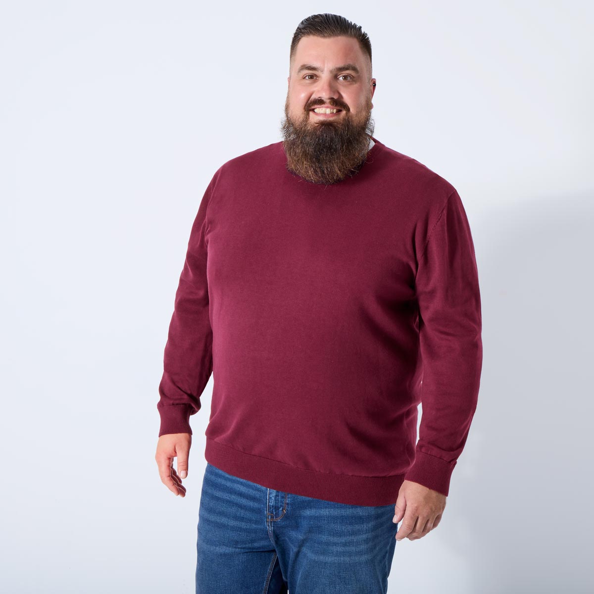 Pfundskerl Feinstrickpullover aus Baumwolle dunkelrot