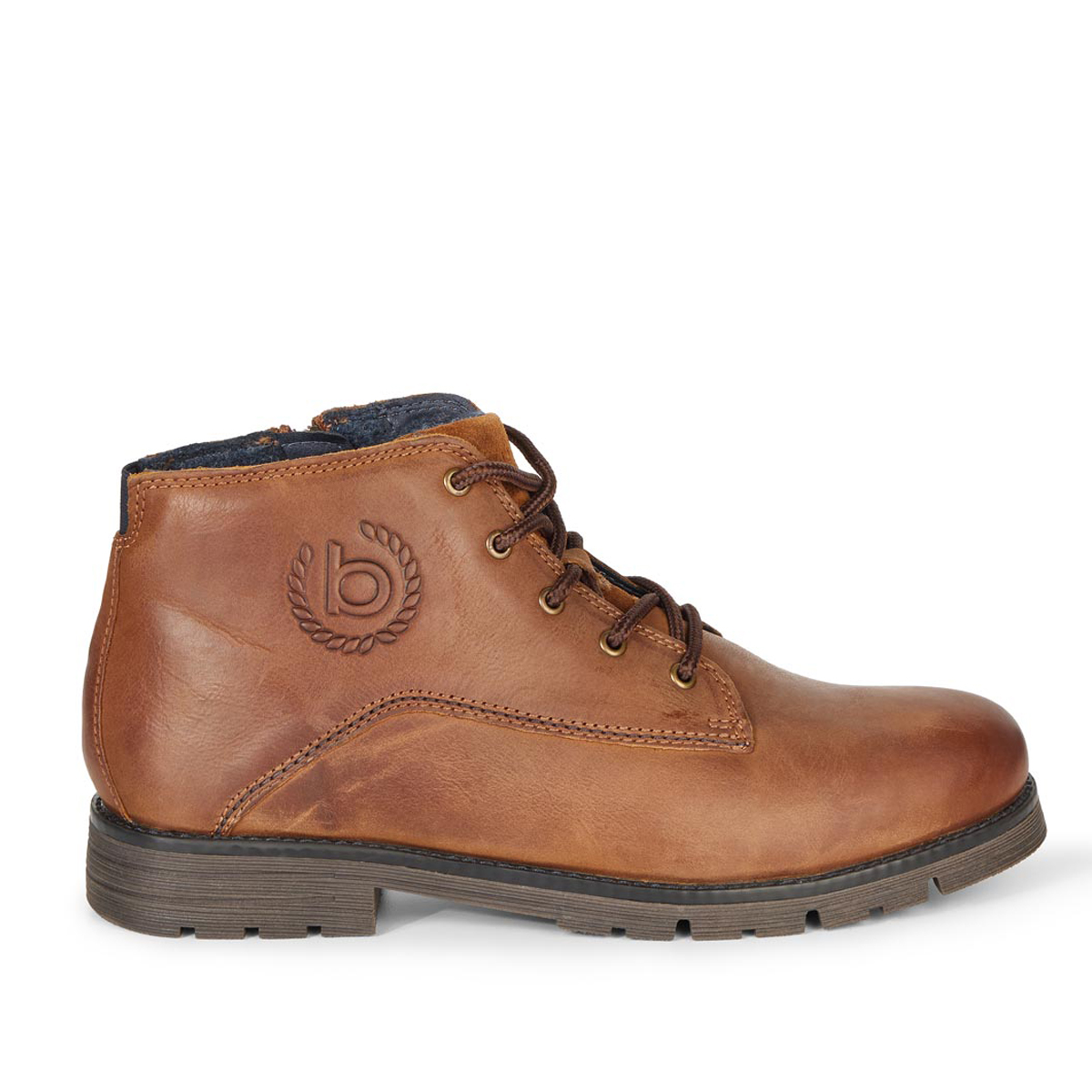 bugatti Lederboots mit Warmfutter und Reißverschluss cognac