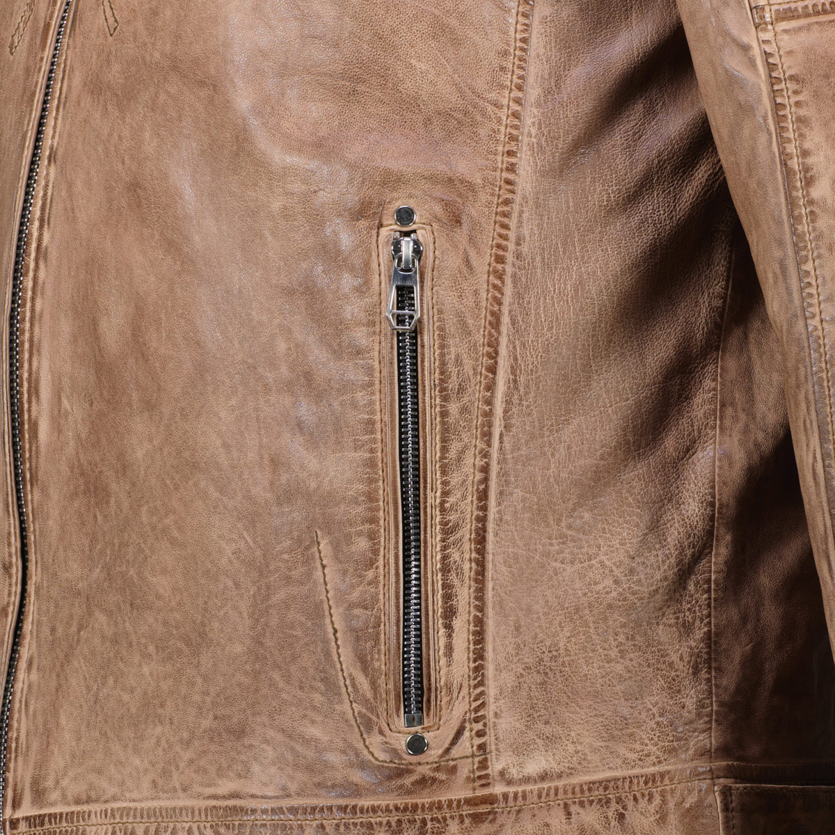 Maddox Lederjacke im Biker-Stil hellbraun