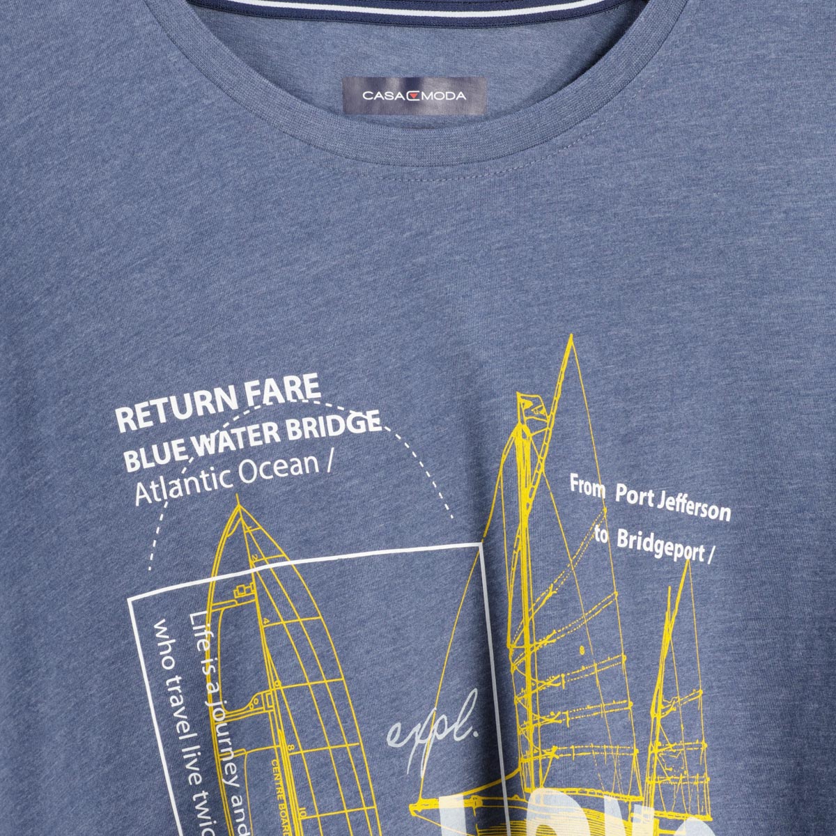 CASA MODA T-Shirt mit Motiv-Print mittelblau