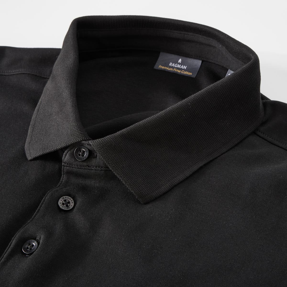 RAGMAN Poloshirt aus Baumwoll-Jersey schwarz