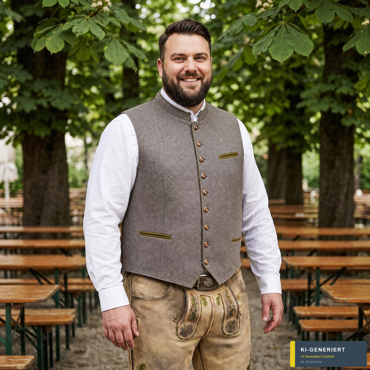 Maddox Trachtenweste mit Leinen khaki