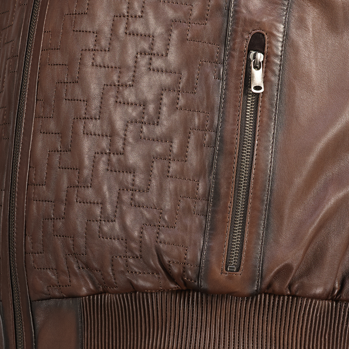 Maddox Lederblouson mit Steppmuster braun