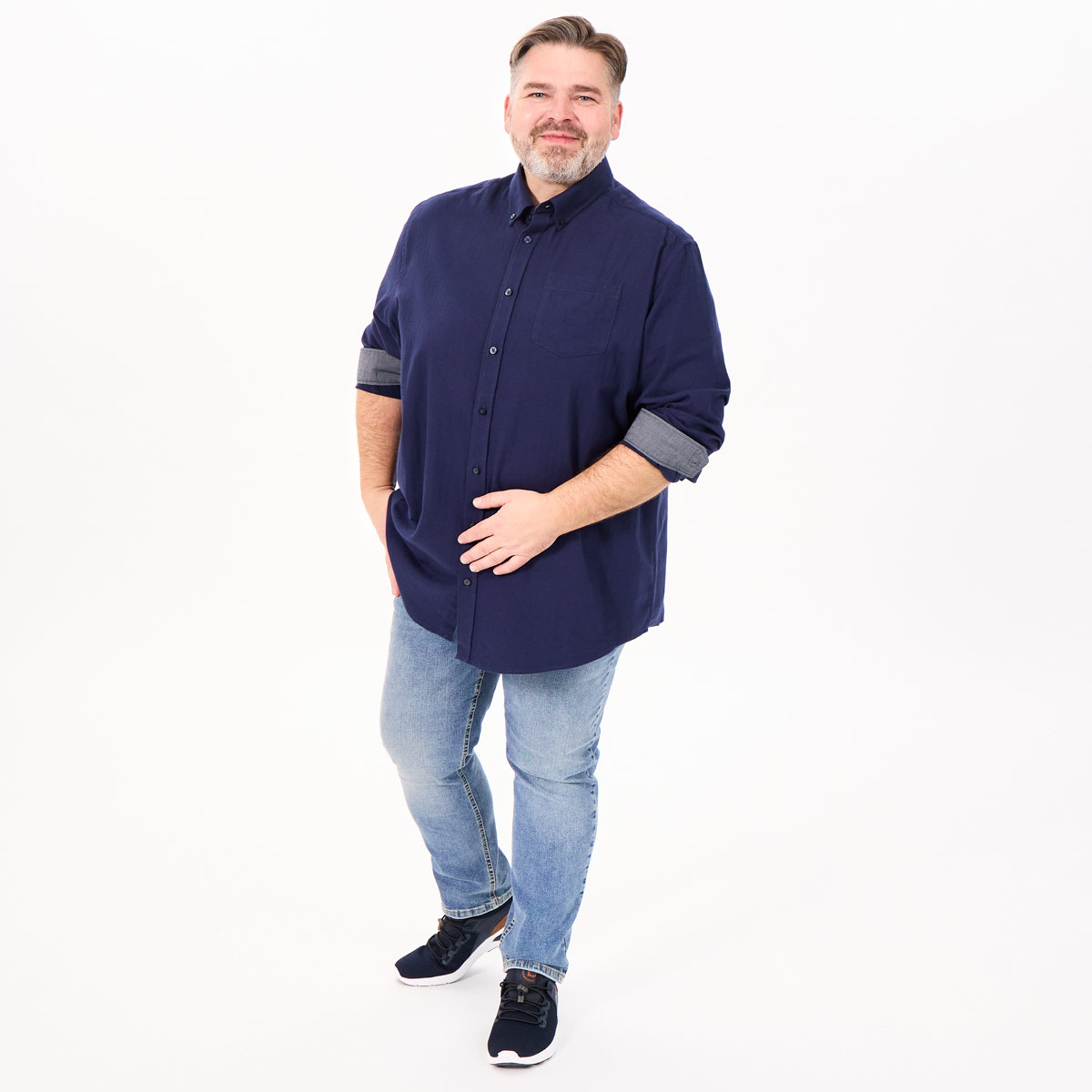 Pfundskerl Freizeithemd aus Baumwoll-Flanell dunkelblau