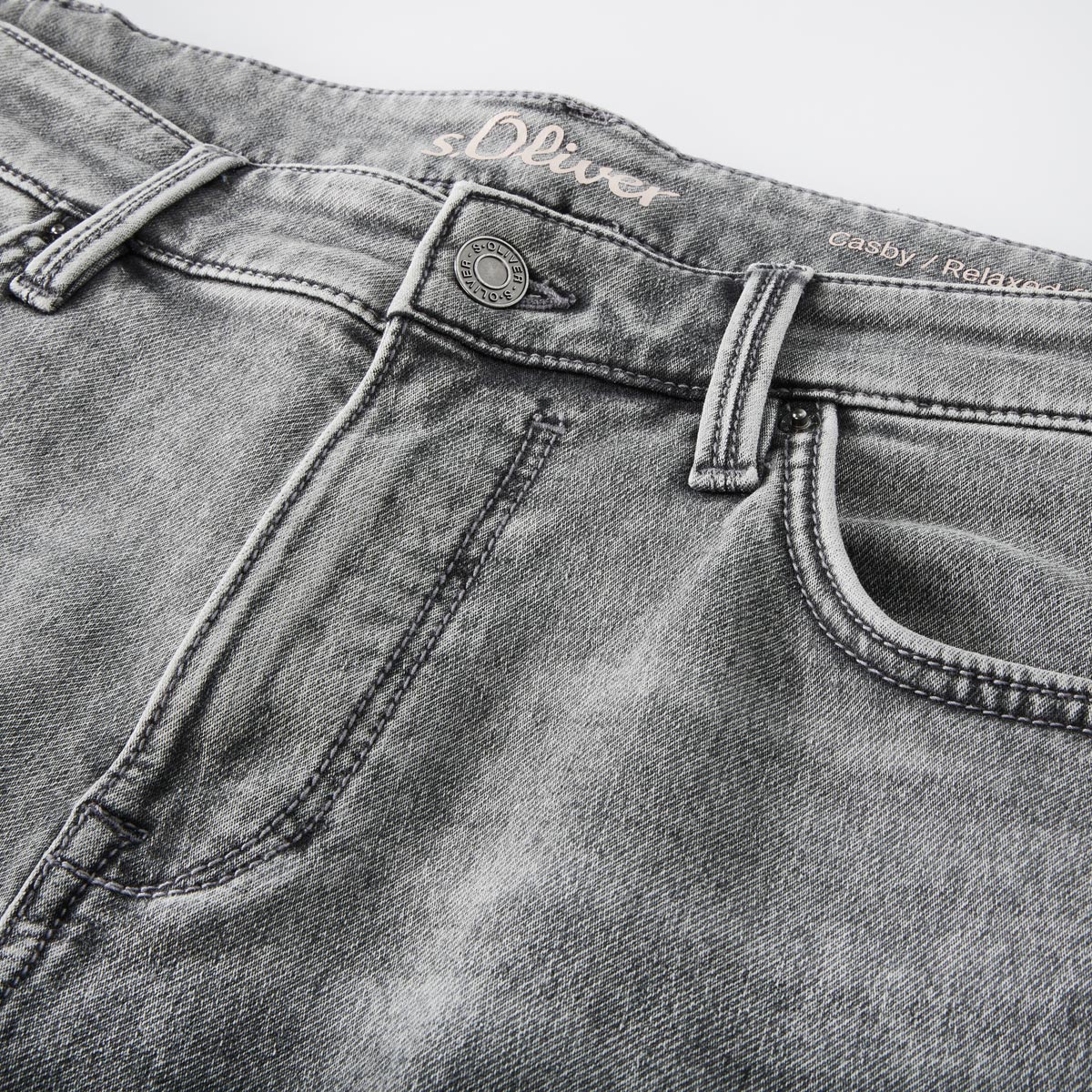 s.Oliver Jeans-Shorts" Casby", soft und knitterarm grau/schwarz